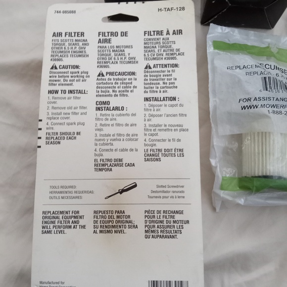 4 Air Filters Tecumseh 36905 Lawn Motor Filter Replacment Part New - Picture 3 of 9